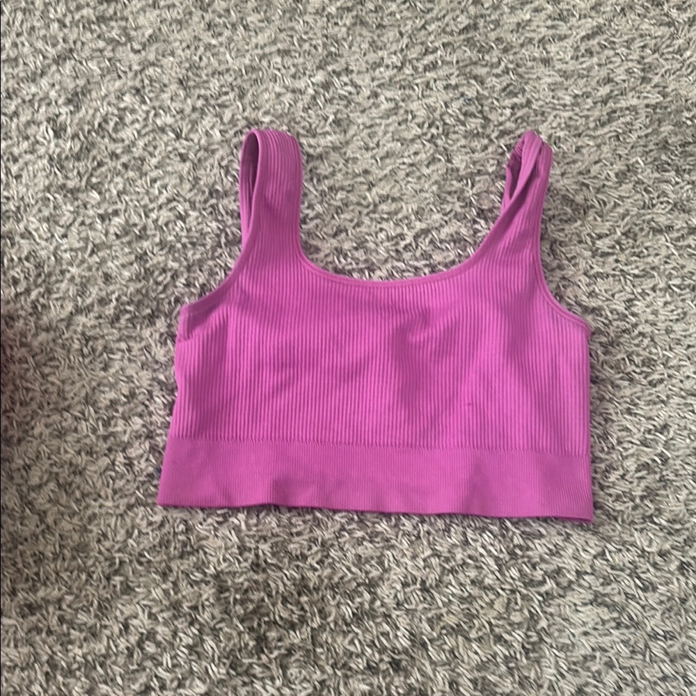 Women's Pink Ribbed Crop Top